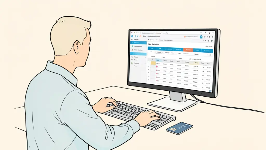 trader reviewing a prop firm evaluation dashboard on two monitors, risk limits spreadsheet open, payment card beside the keyboard