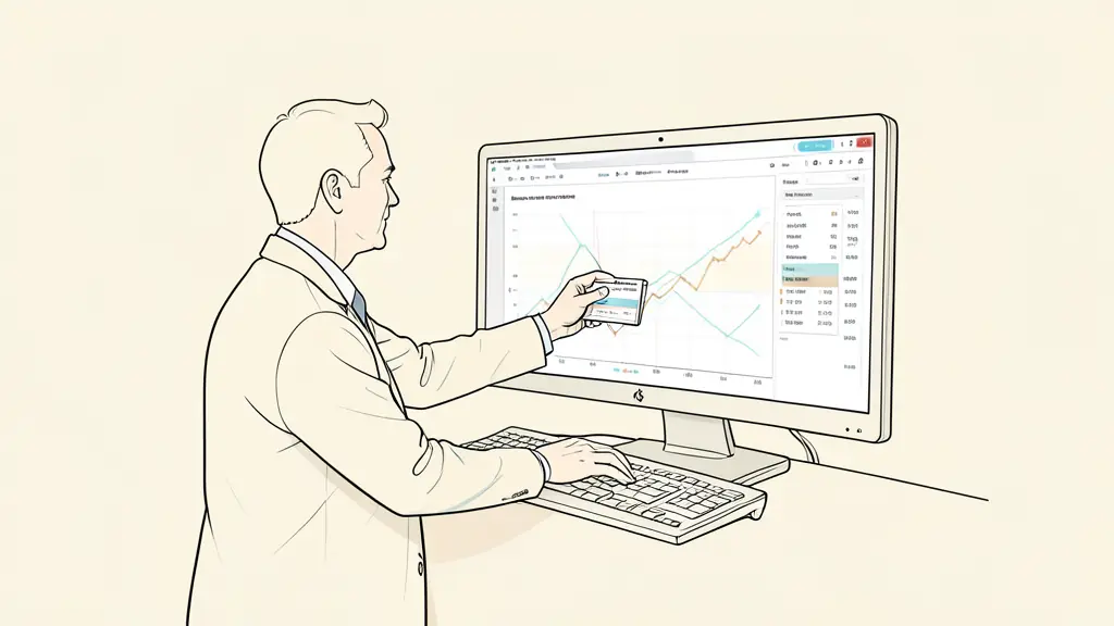Trader placing a limit order on a multi-screen workstation, visible price chart and order ticket, no text or logo